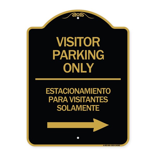 Bilingual Reserved Parking Visitor Parking Only Estacionamiento Para Visitantes, A-DES-BG-1824-24302